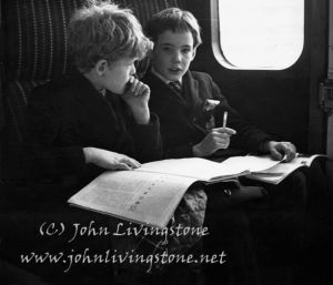 School Boys on a Train, England, 1970